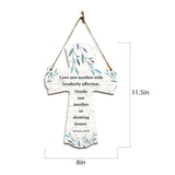 Love one another with brotherly affection. Outdo one another in showing honor. Romans 12:10 11.5" x 8" Cross Hanging Sign | Rustic Twine | Inspiring Religious Bible Decor