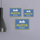 Classic Framed Plus Pastor Study Door or Wall Sign | Church and Place of Worship Signs