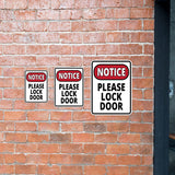 Portrait Round Plus Notice Please Lock Door Wall or Door Sign | Health And Safety Office Signage