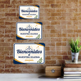 Classic Framed Plus Bienvenidos a Nuestra Iglesia — Welcome to Our Church Door or Wall Sign | Spanish - Church Room & Area Signs