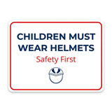 Classic Framed Plus Children Must Wear Helmets – Safety First Door or Wall Sign | Child Safety Business Signs