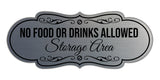 Signs ByLITA Designer No Food or Drinks Allowed in Storage Area Wall or Door Sign