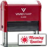 Vivid Stamp Morning Routine Self-Inking Rubber Stamps Teachers And Schools | Motivational Stamps For Children | Re-inkable Ink Pad