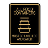 Signs ByLITA Portrait Round All Food Containers Must Be Labelled and Dated Door or Wall Sign Durable ABS Plastic | Laser Engraved | Easy Installation | Kitchen | Hygiene