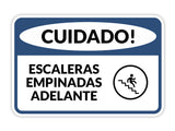 Classic Framed Plus Cuidado Escaleras Empinadas Adelante Door or Wall Sign | Business Warning Signage