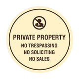 Circle Private Property No Trespassing No Soliciting No Sales Wall or Door Sign
