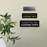 Signs ByLITA Standard Please Follow Cleaning Shifts Door or Wall Sign Easy Installation | Shared Accommodation | Sign for Home, Business, AirBNB and Office Spaces