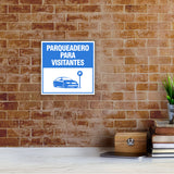 Square Plus Parqueadero Para Visitantes Wall or Door Sign | Spanish | Health & Safety Warehouse Business Signage