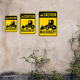 Portrait Round Plus Caution Machinery Wall or Door Sign | Farm/Barn Warning Signage