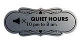 Signs ByLITA Designer Quiet Hours 10 pm to 8 am Wall or Door Sign