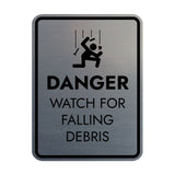 Signs ByLITA Portrait Round Danger Watch For Falling Debris Door or Wall Sign Easy Installation | Health And Safety | Building And Danger Signs
