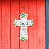 God is our refuge and strength Cross Hanging Sign | Rustic Twine | Inspiring Religious Bible Decor