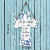 The Lord saves those who are crushed in spirit Cross Hanging Sign | Rustic Twine | Inspiring Religious Bible Decor