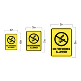 Portrait Round Plus No Fireworks Allowed Wall or Door Sign | Home Safety Sign