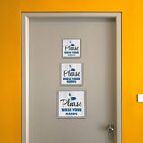 Square Plus Please Wash Your Hands Wall or Door Sign | Office & Workspace Bathroom Signage