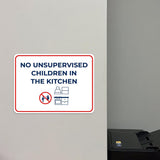 Classic Framed Plus No Unsupervised Children In the Kitchen Door or Wall Sign | Child Safety Business Signs
