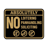 Signs ByLITA Classic Framed Absolutely No Loitering No Panhandling No Soliciting Wall or Door Sign