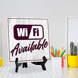 Wi-Fi Available 5"x 5" Square Table Sign With Acrylic Easel | Restaurant & Cafe Decor