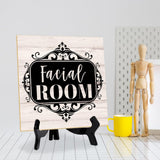 Facial Room 5"x 5" Square Table Sign With Acrylic Easel | Home & Office Decor