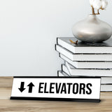 Elevator Arrows Black Frame, Desk Sign (2 x 8")