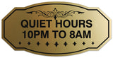 Signs ByLITA Victorian Quiet Hours 10pm to 8am Wall or Door Sign - Laser-Engraved Lettering | Durable ABS Plastic | Vibrant Colors | Powerful Foam Tape