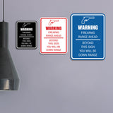 Signs ByLITA Portrait Round Warning Firearms Range Ahead Beyond This Sign You Will Be Down Range Door or Wall Sign Easy Installation | Health And Safety | Building And Danger Signs