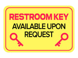 Classic Framed Plus Restroom Key Available Upon Request Door or Wall Sign | Public Bathroom Signage
