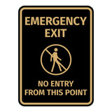 Signs ByLITA Portrait Round Emergency Exit No Entry from This Point ABS Plastic | Easy Installation | Elegant Design Wall or Door Sign