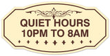 Signs ByLITA Victorian Quiet Hours 10pm to 8am Wall or Door Sign - Laser-Engraved Lettering | Durable ABS Plastic | Vibrant Colors | Powerful Foam Tape