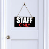 Staff Only 5x10 Hanging Plus Wall or Door Sign | Rustic Twine | Employees Only Business Signage