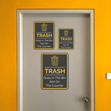 Portrait Round Plus Trash Goes In the Bin Not On the Counter Wall or Door Sign | Office Rules Sign for Waiting Area & Group Sessions