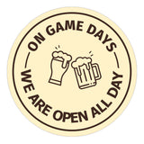 Signs ByLITA Circle On Game Days, We are Open All Day ABS Plastic | Laser Engraved | Easy Installation | Elegant Design Wall or Door Sign