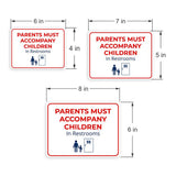 Classic Framed Plus Parents Must Accompany Children In Restrooms Door or Wall Sign | Child Safety Business Signs