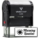 Vivid Stamp Morning Routine Self-Inking Rubber Stamps Teachers And Schools | Motivational Stamps For Children | Re-inkable Ink Pad