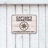 Classic Framed Plus Captain's Quarters Authorized Personnel Only Door or Wall Sign | Boats & Yachts Signage