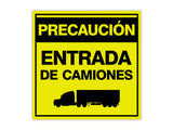 Square Plus Precaución Entrada De Camiones Wall or Door Sign | Spanish | Health & Safety Warehouse Business Signage