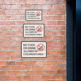 Classic Framed Plus No Food or Drink Allowed In Children’s Area Door or Wall Sign | Children's Warning and Safety Signs