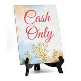 Signs ByLita Cash Only, Blue Watercolor Table Sign (6 x 8