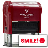 Vivid Stamp SMILE! Self-Inking Rubber Stamps Teachers And Schools | Motivational Stamps For Children | Re-inkable Ink Pad