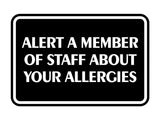 Signs ByLITA Classic Framed Alert A Member Of Staff About Your Allergies Durable Sign | Easy Installation | Elegant Design Wall or Door Sign