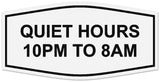 Signs ByLITA Fancy Quiet Hours 10 PM To 8 AM Sign | Legible Lettering | Easy No-Tool Installation | Powerful Foam Tape