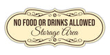 Signs ByLITA Designer No Food or Drinks Allowed in Storage Area Wall or Door Sign