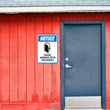 Portrait Round Plus Notice Door Swings Into Walkway Door or Wall Sign | Safety Signage