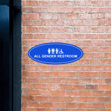 Oval Plus All Gender Restroom Wall or Door Sign Easy Installation | Business & Public Bathroom Signs