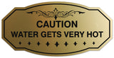 Signs ByLITA Victorian Caution Water Gets Very Hot Wall or Door Sign - Laser-Engraved Lettering | Durable ABS Plastic | Vibrant Colors | Powerful Foam Tape
