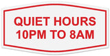 Signs ByLITA Fancy Quiet Hours 10 PM To 8 AM Sign | Legible Lettering | Easy No-Tool Installation | Powerful Foam Tape