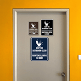 Signs ByLITA Portrait Round Keep The Bathroom Clean Door or Wall Sign | Spanish Bilingual Business And Office Restroom Hygiene Signs
