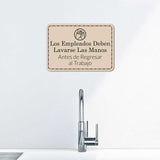 Classic Framed Los Empleados Deben Lavarse Las Manos Antes de Regresar al Trabajo — Wall or Door Sign | Wash Hands Spanish - Sign