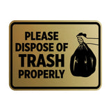 Signs ByLITA Classic Framed Please Dispose Of Trash Properly Wall or Door Sign