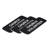 Church Volunteer 1 x 3" Name Tag/Badge, (3 Pack)